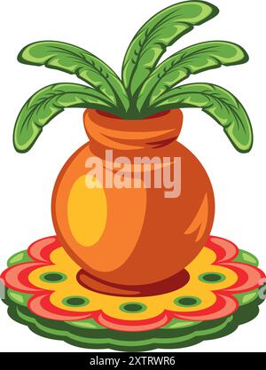 Onam-Feier kalash auf Rangoli Stock Vektor