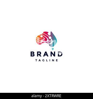 Australien Karte Mit Galaxy Muster Logo Design. Galaxy Symbol On The Map Of The Australian Continent Logo Design. Stock Vektor