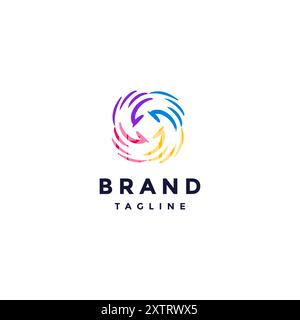 Vier Vereinigte Hände Symboldesign. Logodesign Mit Vier Sich Drehenden, Farbenfrohen Händen. Stock Vektor