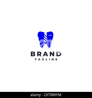 Silhouette des Symbols „Krawatte und Tasche in den Zähnen“. Geschäftsmann Icon Inside Zahnsymbol Logo Design. Stock Vektor