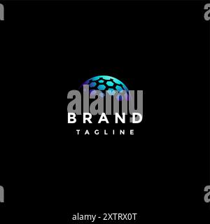 Modernes Smart Dome Logo-Design. Halbkreis-Illustration Mit Hexagon-Motiv. Stock Vektor