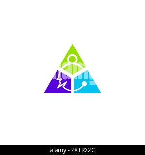 Dreieck Mit Personen- Und Pulssymbol-Motiv. Symbol für kontinuierliche Person und Puls im Dreieck-Symboldesign. Stock Vektor