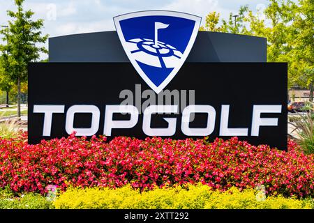 Topgolf Schilder am Topgolf Atlanta - Buford in Buford, Georgia. (USA) Stockfoto