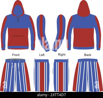 Hoodie und Shorts Mock-ups. Designvorlage für Sportswear Stock Vektor