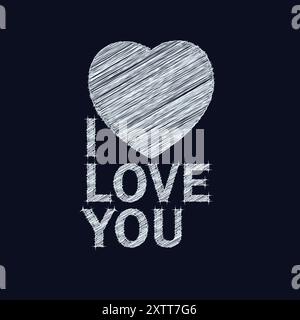 Ich liebe dich mit Love Shape Design Stock Vektor