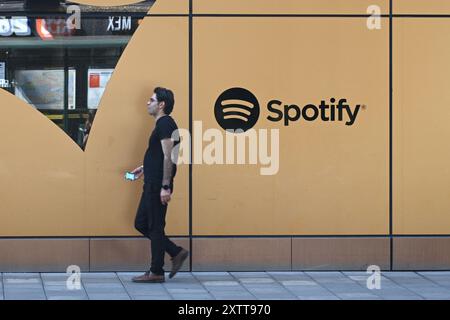 Stockholm, Schweden - 30. Juli 2024: Spotify Hauptsitz in Stockholm. Stockfoto