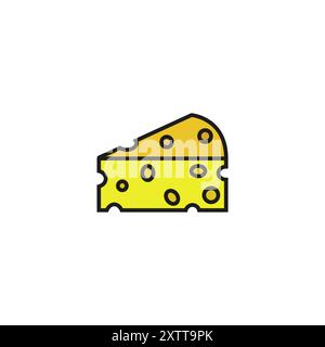 Käsevektorsymbol auf weißem Hintergrund isoliert. Flaches gelbes Milchessensymbol für Website-Design, mobile App. Logo Dreieck Block Käse Illustration Stock Vektor