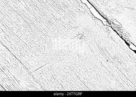 Schräge Holzdielen mit Kitt. Rustikaler weißer Hintergrund. Ein Foto von dunklen Dielen wurde in eine schwarz-weiße Linienzeichnung umgewandelt Stockfoto