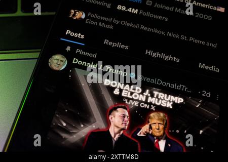 Donald Trump auf der Social-Media-Plattform X Stockfoto