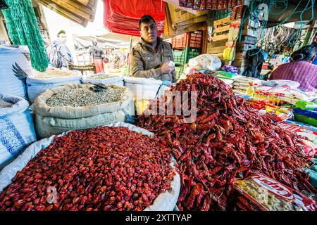 Chili, Municipal Market, Santa Maria Nebaj, Departement El Quiché, Guatemala, Zentralamerika Stockfoto