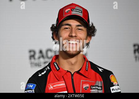 Spielberg, Österreich. August 2024. Pressekonferenz vor dem Motorrand Grand Prix der MotoGP of Austria auf dem Spielberg Circuit. 15. August 2024 im Bild: Enea Bastianini Rueda de prensa previa al Gran Premio Motorrand de MotoGP de Austria en el circuito de Spielberg, 15 de Agosto de 2024 POOL/ MotoGP.com/Cordon Pressebilder sind nur für redaktionelle Zwecke bestimmt. Obligatorischer Vermerk: © MotoGP.com Credit: CORDON PRESS/Alamy Live News Stockfoto