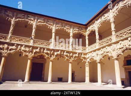 Innenhof. Infantado Palace, Guadalajara, Castilla La Mancha, Spanien. Stockfoto