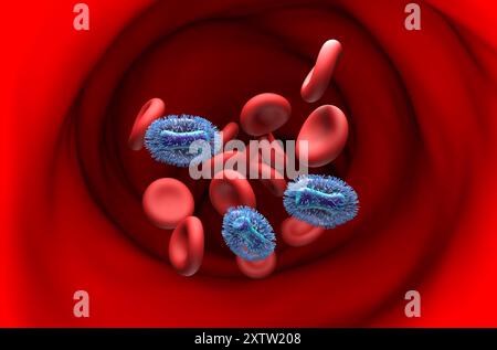 Mpox (Monkeypox) – 3D-Abbildung der Schnittansicht Stockfoto