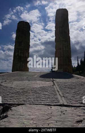 Säulen der Ruine von Delphi Stockfoto