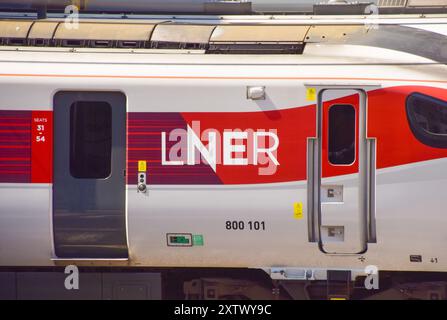 London, Großbritannien. August 2024. Die ASLEF union (Associated Society of Locomotive Engineers and Firemen) gibt bekannt, dass die Zugführer der London North Eastern Railway an den Wochenenden im September, Oktober und November streiken werden. Quelle: SOPA Images Limited/Alamy Live News Stockfoto