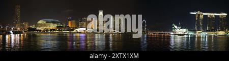 Asien, Malaysia, Singapur bei Nacht, Singapur, Panorama, Singapur, Malaysia, Asien Stockfoto