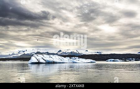 Jokulsarlon Gletscherlagune im Osten Islands bei Sonnenuntergang Stockfoto