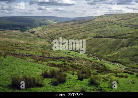 Blick auf den Buttertubs Pass nach Swaledale, Yorkshire Dales National Park, North Yorkshire Stockfoto