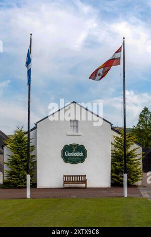 Der Malt Whisky Trail liegt im Herzen von Speyside im Nordosten Schottlands und führt zu mehreren weltweit berühmten Destillerien und einer Cooperage. Stockfoto