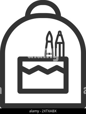 Rucksack-Symbol. Aktenkoffer für Kinder. Schultasche, Schultasche Rucksack. Bearbeitbare Kontur. Transparenter Hintergrund. Vektorabbildung EPS10 Stock Vektor