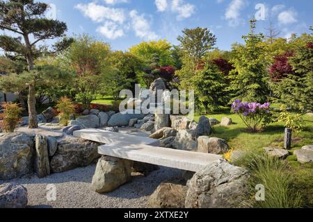 Trockener Teich. Japanischer Park. Krasnodar. Russland Stockfoto