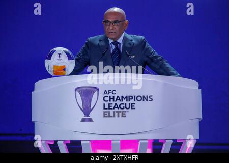 Kuala Lumpur, Malaysia. August 2024. Der Generalsekretär des AFC, Windsor John, überbringt seine Hauptbotschaft während der offiziellen Auslosung der AFC Champions League Elite 2024/25 League im Intercontinental Hotel in Kuala Lumpur. (Foto: Wong Fok Loy/SOPA Images/SIPA USA) Credit: SIPA USA/Alamy Live News Stockfoto