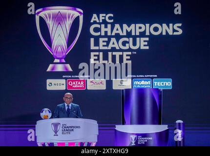 Kuala Lumpur, Malaysia. August 2024. Der Generalsekretär des AFC, Windsor John, überbringt seine Hauptbotschaft während der offiziellen Auslosung der AFC Champions League Elite 2024/25 League im Intercontinental Hotel in Kuala Lumpur. (Foto: Wong Fok Loy/SOPA Images/SIPA USA) Credit: SIPA USA/Alamy Live News Stockfoto