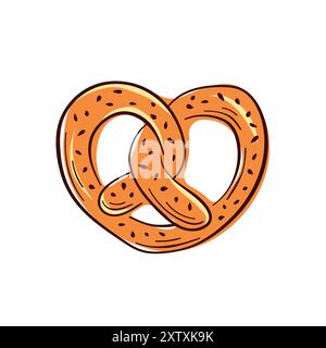 Brezel-Symbol im flachen Stil. Ein Designprodukt für Bäckerei für das Oktoberfest. Vektorillustration auf weißem Hintergrund isoliert. Stock Vektor
