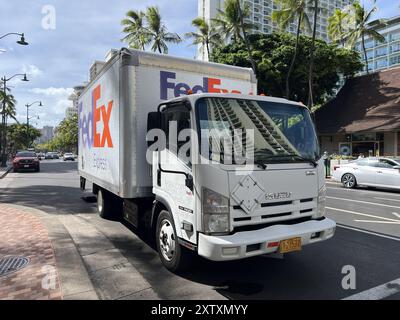 USA. Juli 2024. FedEx Lieferwagen parkt, Insel Oahu, Honolulu, Hawaii, 24. Juli, 2024. (Foto: Smith Collection/Gado/SIPA USA) Credit: SIPA USA/Alamy Live News Stockfoto