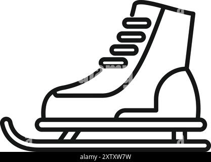 Minimalistisches Line Art-Symbol eines Schlittschuhs, der auf dünnem Eis steht Stock Vektor