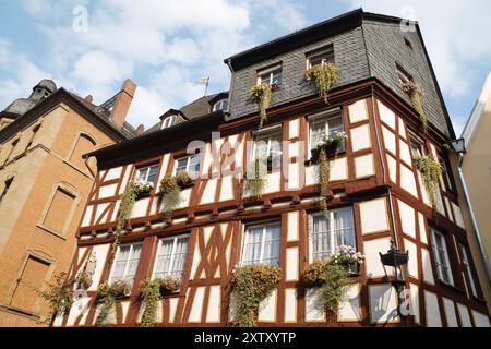 Alten Fachwerkhaus in der historischen Innenstadt von Mainz in Deutschland Stockfoto