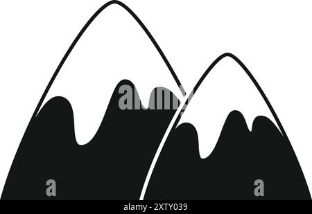 Einfache Vektor-Illustration eines Gebirges mit zwei schneebedeckten Gipfeln Stock Vektor