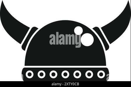 Schwarz-weiß-Illustration eines wikingerhelms mit Hörnern, die Schutz während des Kampfes bieten Stock Vektor