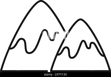Einfache Linienzeichnung mit zwei schneebedeckten Berggipfeln Stock Vektor