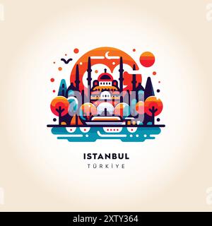 Skyline Von Istanbul: Bunte Abstrakte Vektor-Illustration Stock Vektor