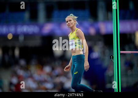 PARIS, FRANKREICH - 4. AUGUST 2024: PATTERSON Eleanor, Hochspringfinale der Frauen, Olympische Spiele 2024 Stockfoto