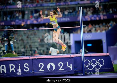 PARIS, FRANKREICH - 4. AUGUST 2024: OLYSLAGERS Nicola, Hochspringfinale der Frauen, Olympische Spiele 2024 Stockfoto