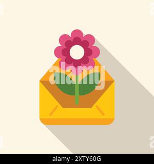 Offener Umschlag mit einer Blume, perfekt für Liebesbriefe oder romantische Themen Stock Vektor