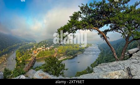 Harpers Ferry NHP ist eine historische Stadt im Jefferson County, West Virginia. Es liegt am Zusammenfluss der Potomac und Shenandoah Flüsse wo Stockfoto