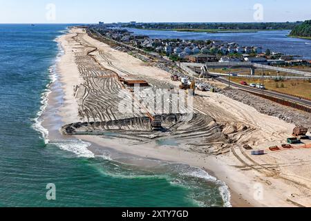 Neues Projekt der Jersey Shore Strand Landgewinnung, Monmouth, NJ (nach Hurrikan Sandy) Stockfoto