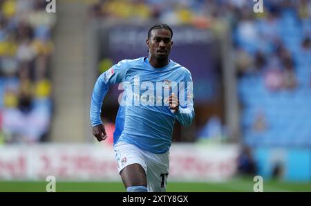 Coventry City's Haji Wright während des Sky Bet Championship Matches in der Coventry Building Society Arena, Coventry. Bilddatum: Freitag, 16. August 2024. Stockfoto