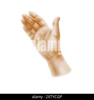 Die offene Hand der Frau in europäischer Hautfarbe-Touch-Pose in Aquarell-realistischer Technik. Clipart isoliert auf weiß für Ihren lebhaften Muttertag oder Stockfoto