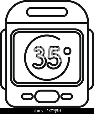 Elektronisches Thermometer, das das Konzept der Hochtemperatur-, Gesundheits- und Medizinsymbole zeigt Stock Vektor