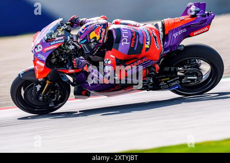 Spielberg, Österreich. August 2024. SPIELBERG, ÖSTERREICH - 16. AUGUST: Jorge Martin aus Spanien und Prima Pramac Racing während der MotoGP of Austria - Training am Red Bull Ring am 16. August 2024 in Spielberg, Österreich.240816 SEPA 01 079 - 20240816 PD4542 Credit: APA-PictureDesk/Alamy Live News Stockfoto