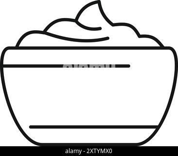 Einfaches Symbol einer Schüssel mit Sauerrahm oder Frischkäse Stock Vektor