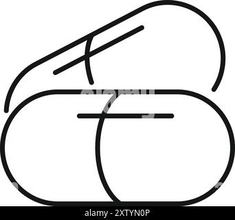 Einfache Linie Art Symbol von zwei Pillen, die Gesundheitswesen, Medizin und Pharma Stock Vektor