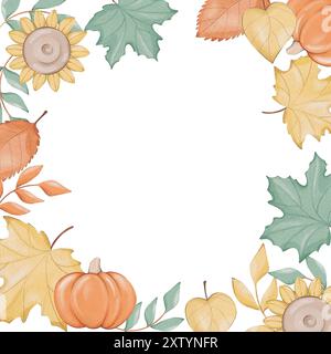 Illustration mit Herbstlaub Stockfoto