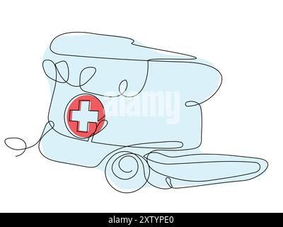 Eine minimalistische Illustration zeigt eine Schwesternmütze mit einem roten Kreuz, die das Thema Gesundheit und Pflege unterstreicht. Stock Vektor