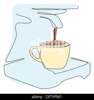 Kaffeezubereitung in minimalistischer Küche während der Morgenstunden Stock Vektor