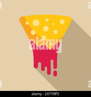 Diese Vektor-Illustration eines Nacho-Chips, der in rote Soße taucht, ist perfekt für jedes Projekt, das einen leckeren Leckerbissen benötigt. Stock Vektor